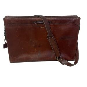 SCHLESINGER BROTHERS Leather Briefcase Triple Gusset Made in USA VINTAGE